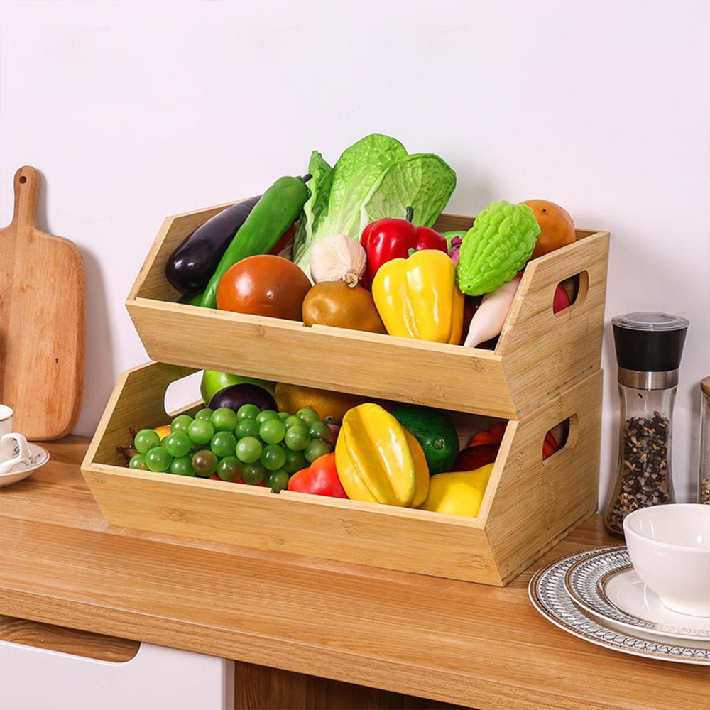 Stackable Pantry Bin - Wooden Pantry Organizer, Stackable Storage Bins