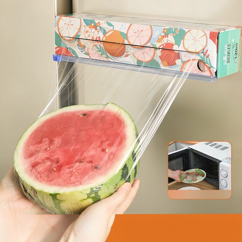 Food Storage Dispenser - Durable Kitchen Cling Film Dispenser Sliding