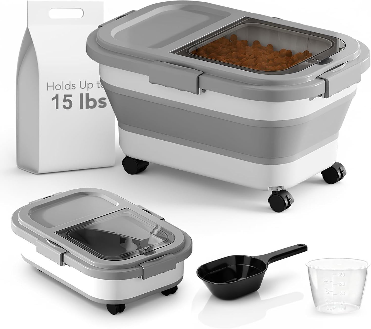 Food Storage On Wheels - Foldable Dog Food Storage Bin on