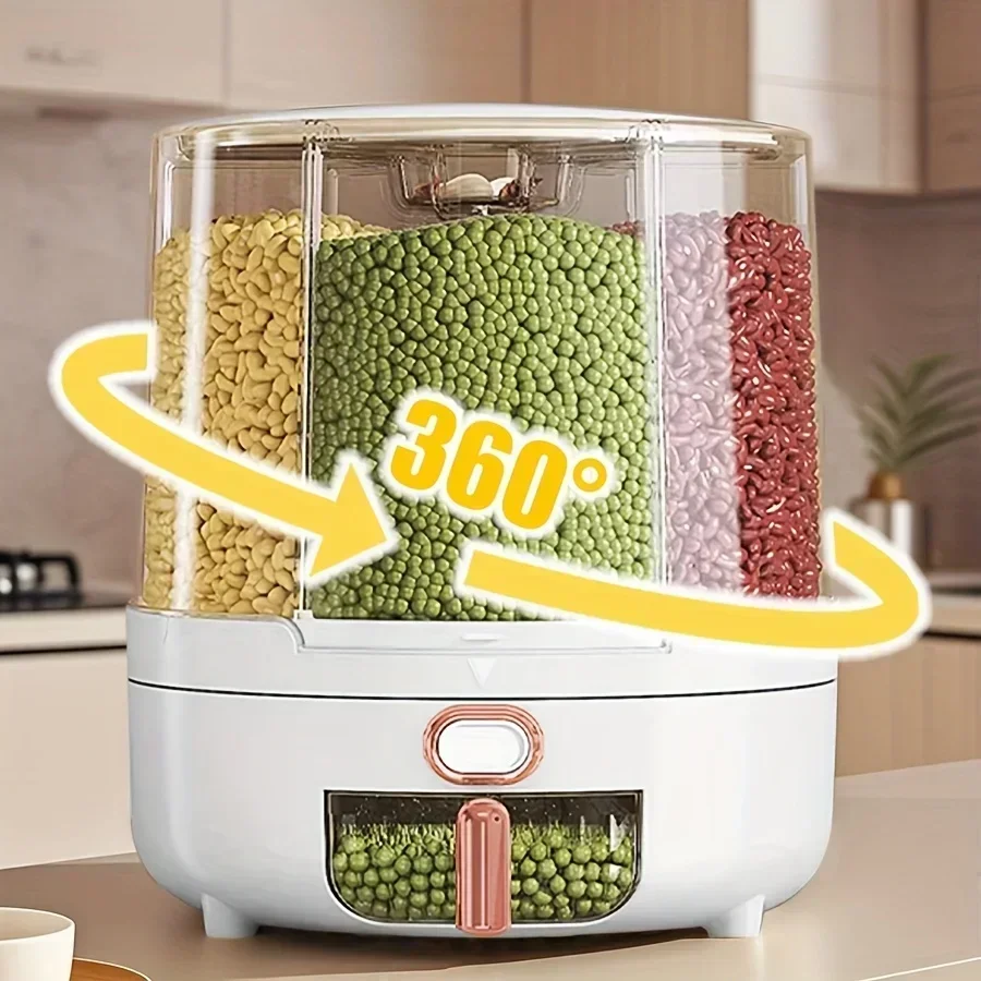 Food Storage Tank - 6-Compartment 360° Rotating Airtight Food Storage
