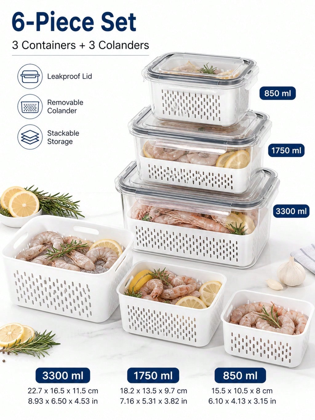 Food Storage Tank - Mixed-Size Produce Saver Containers for Freezer,