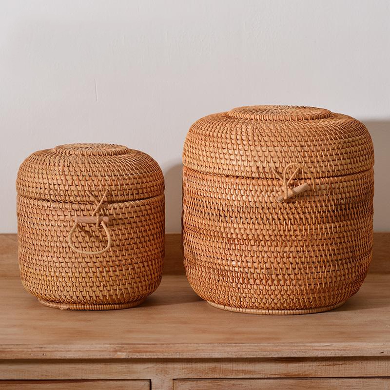 Food Storage Containers B&M - Handwoven Rattan Tea Storage Box With