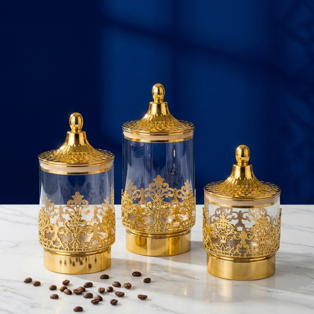 Food Storage Tank - European Transparent Gold-plated Rotating Sealed Cans