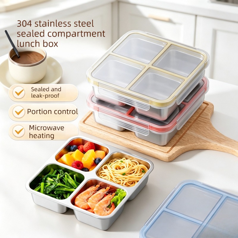 Food Storage System - 304 Stainless Steel Compartment Lunch Box