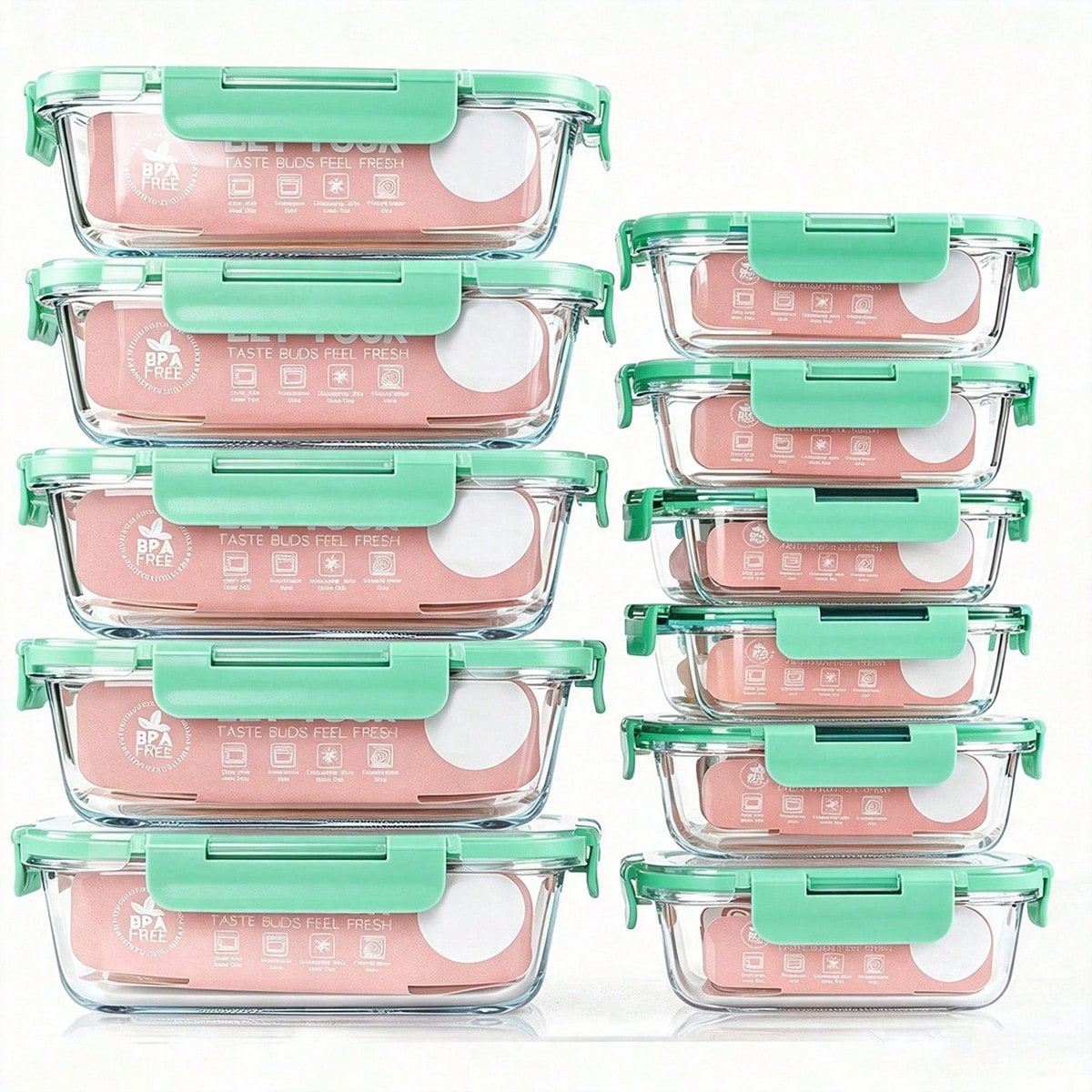 Food Storage Lunch Box - 10 Pack Glass Meal Prep Containers,