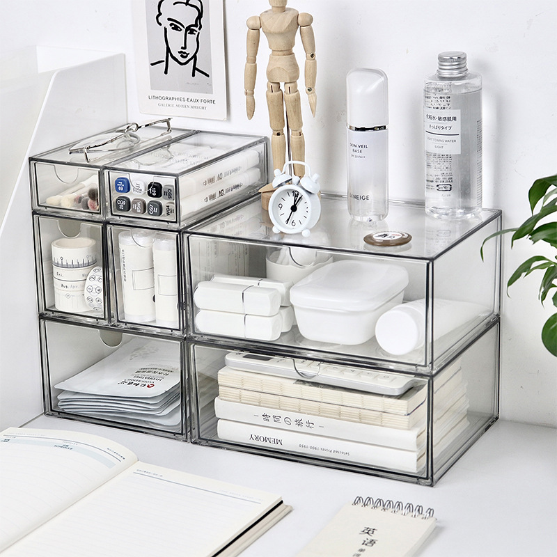 Stackable Pantry Bin - 1PCS Transparent Plastic Drawer Storage Box