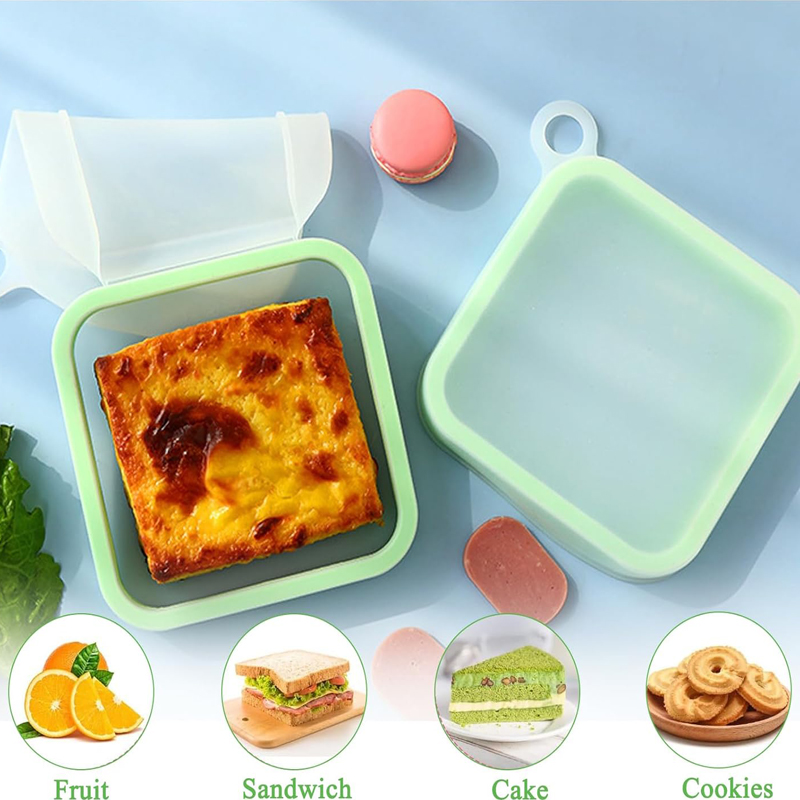 Food Storage System - Silicone Sandwich Toast Bento Box With