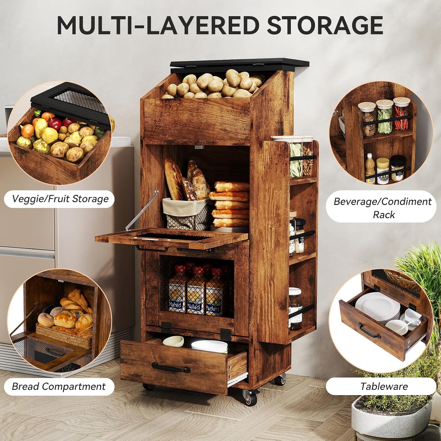 Potato And Onion Storage Bin O - огляд і ціна Food Storage On Wheels