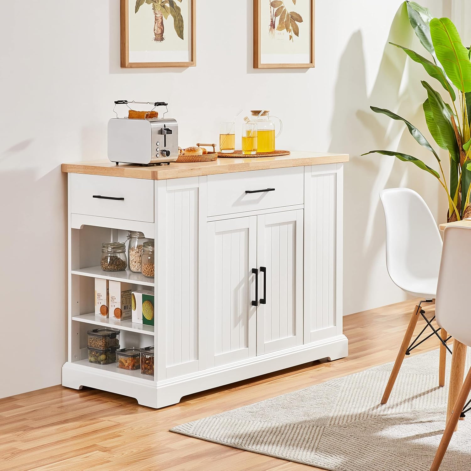 White Rolling Kitchen Island C - огляд і ціна Food Storage On Wheels