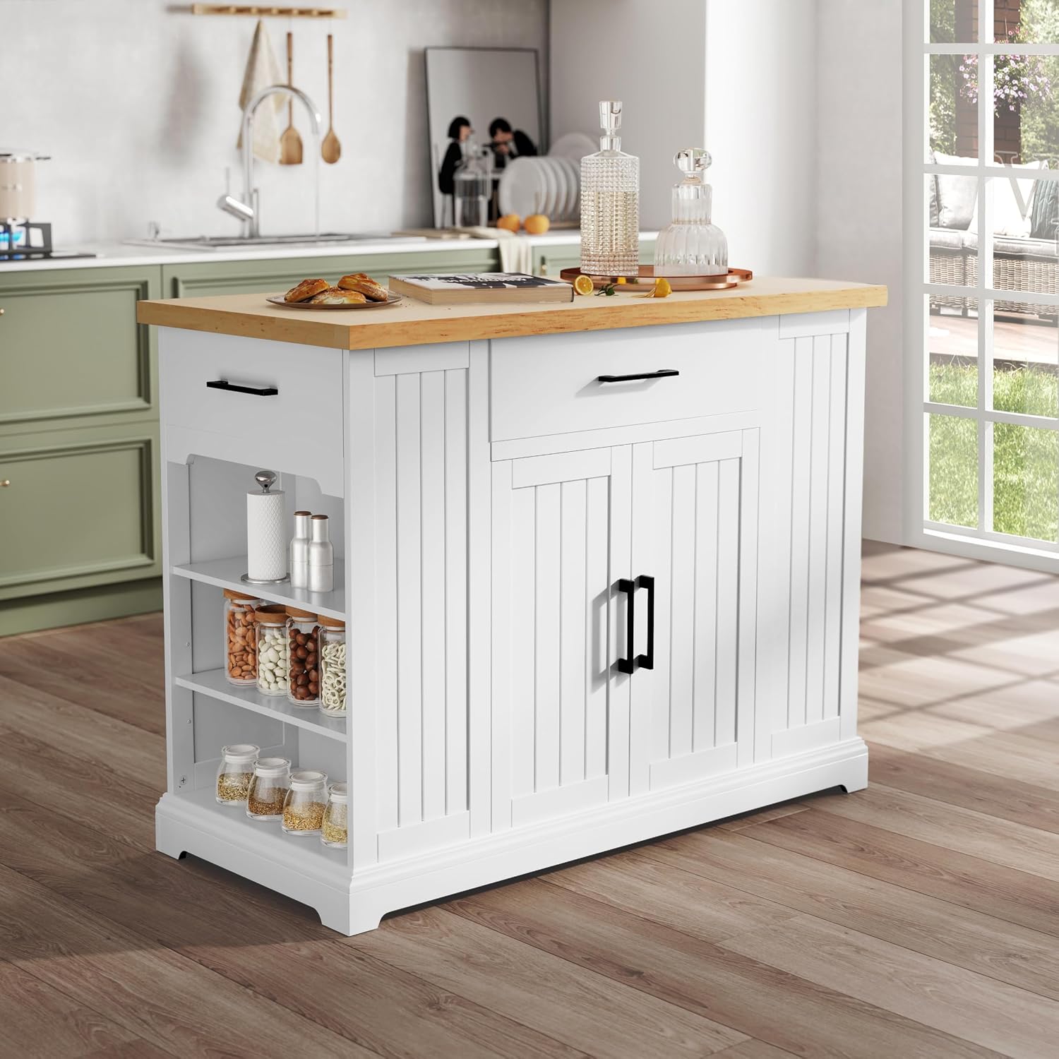 White Rolling Kitchen Island C - огляд і ціна Food Storage On Wheels