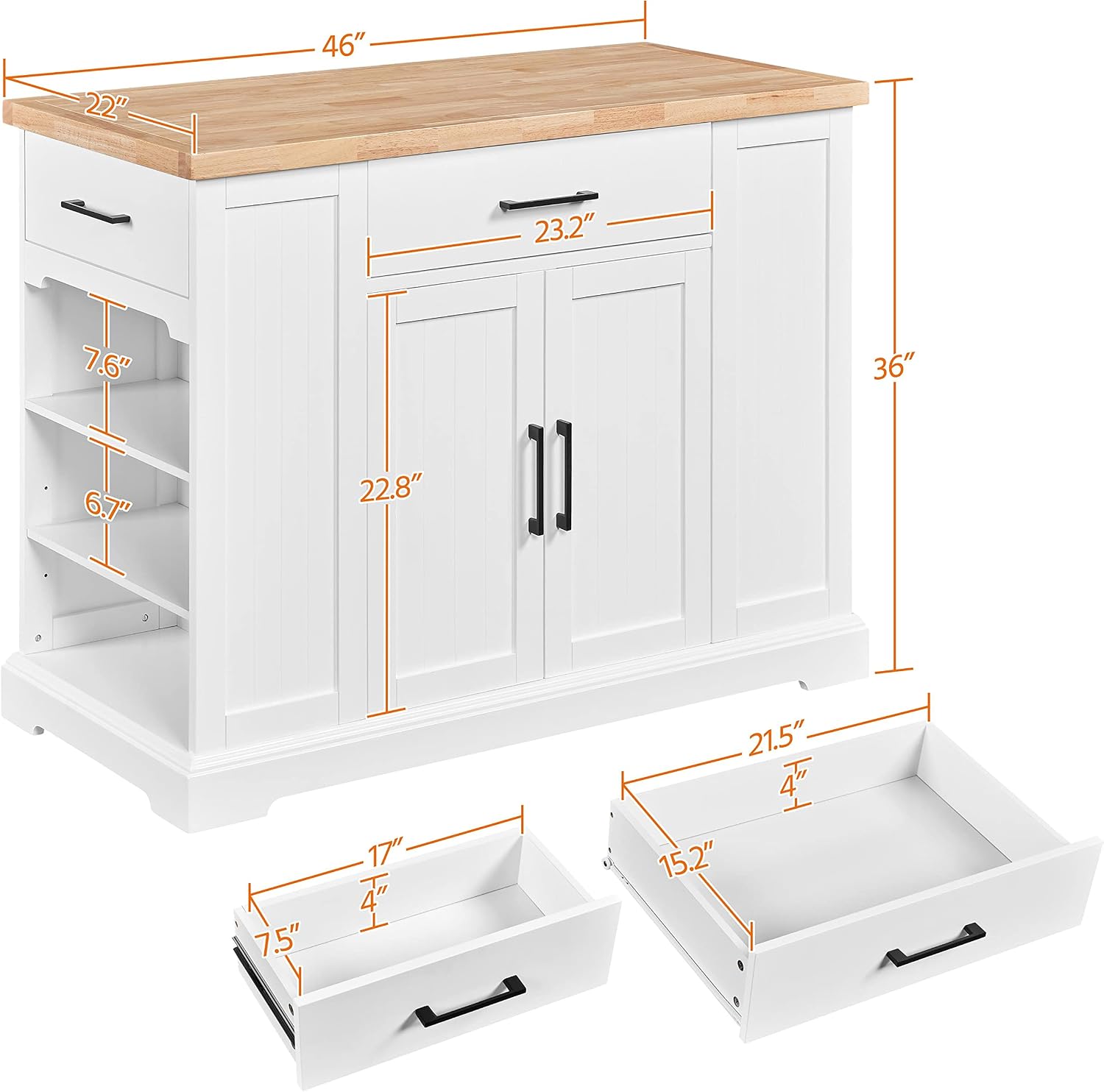 White Rolling Kitchen Island C - огляд і ціна Food Storage On Wheels