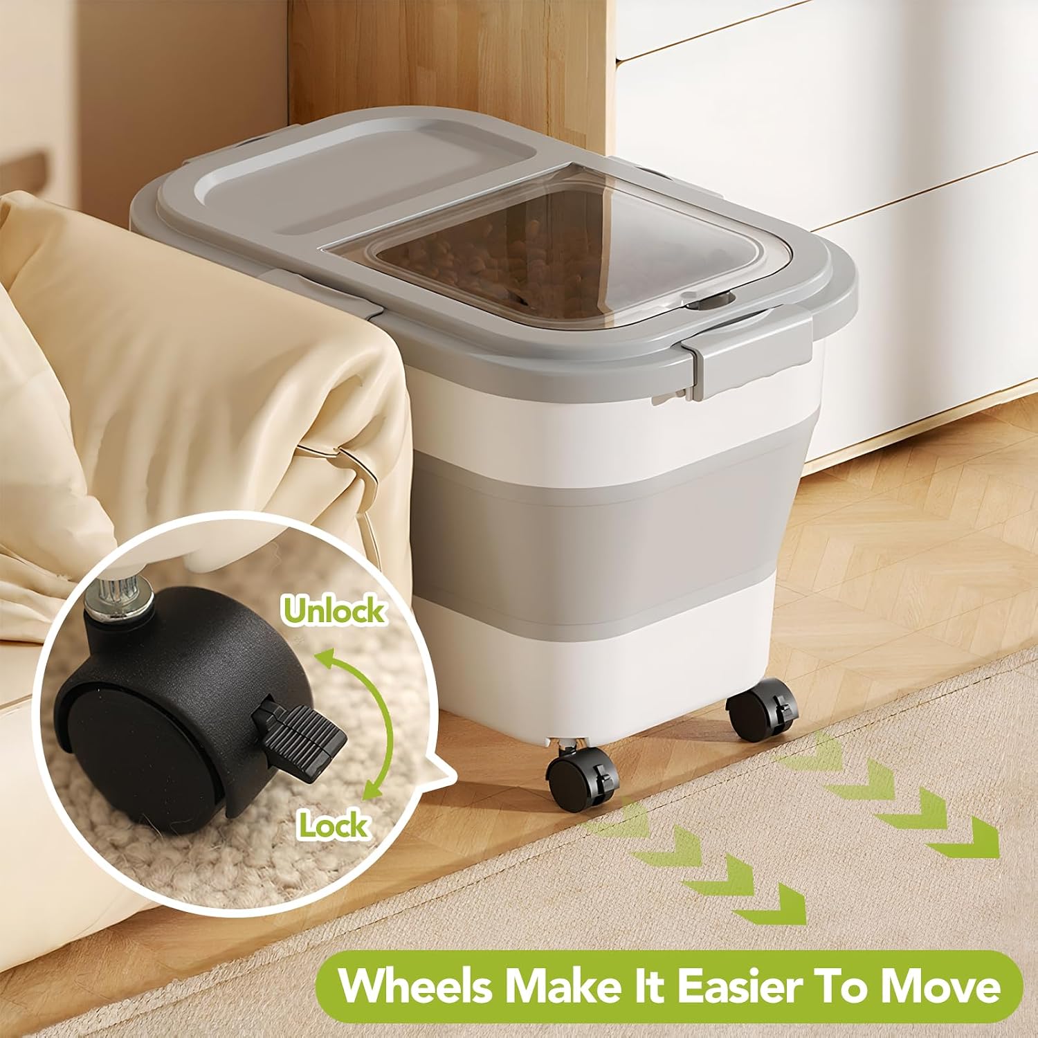 Foldable Dog Food Storage Bin  - огляд і ціна Food Storage On Wheels