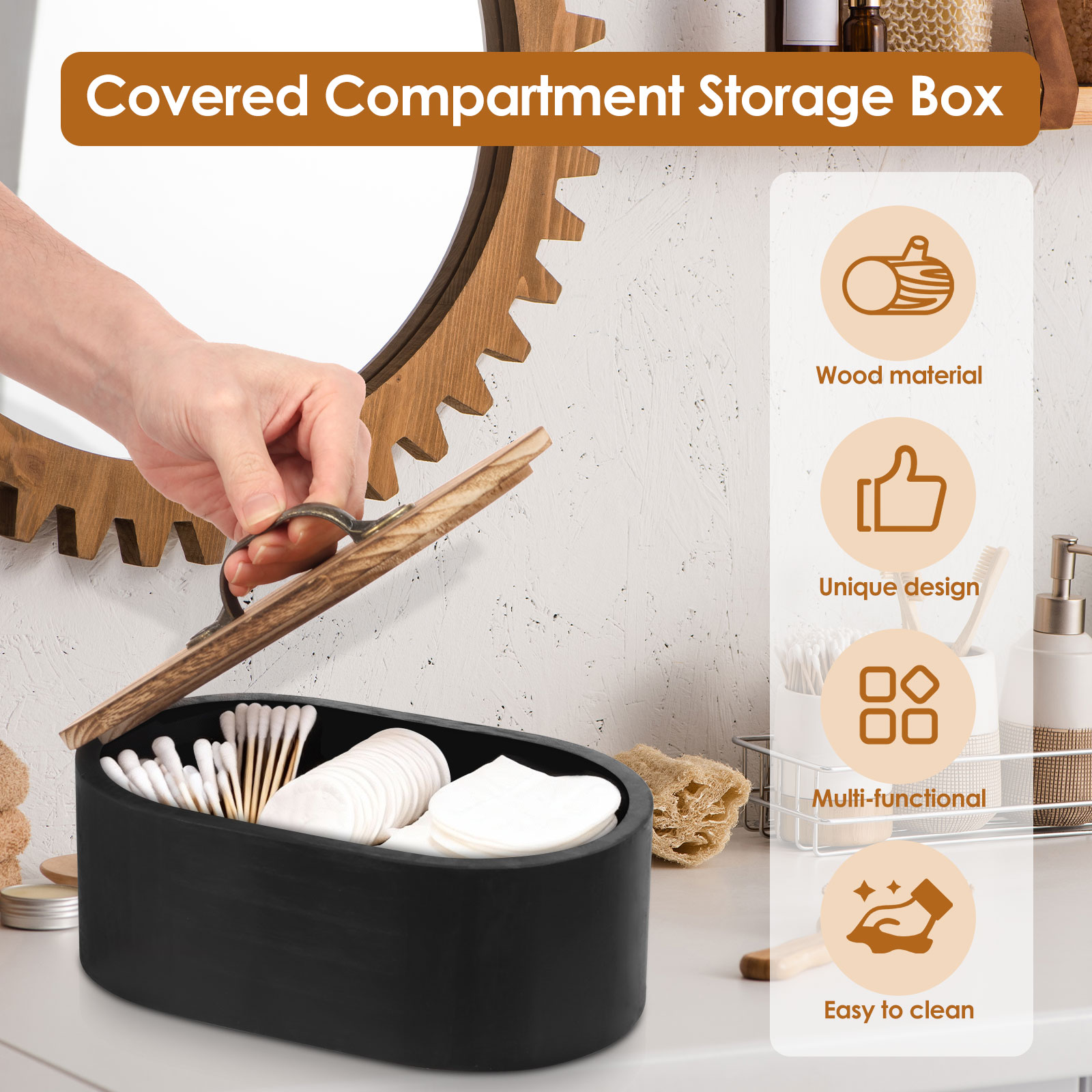 Bathroom Storage Box Oval Wood - огляд і ціна Stackable Pantry Bin