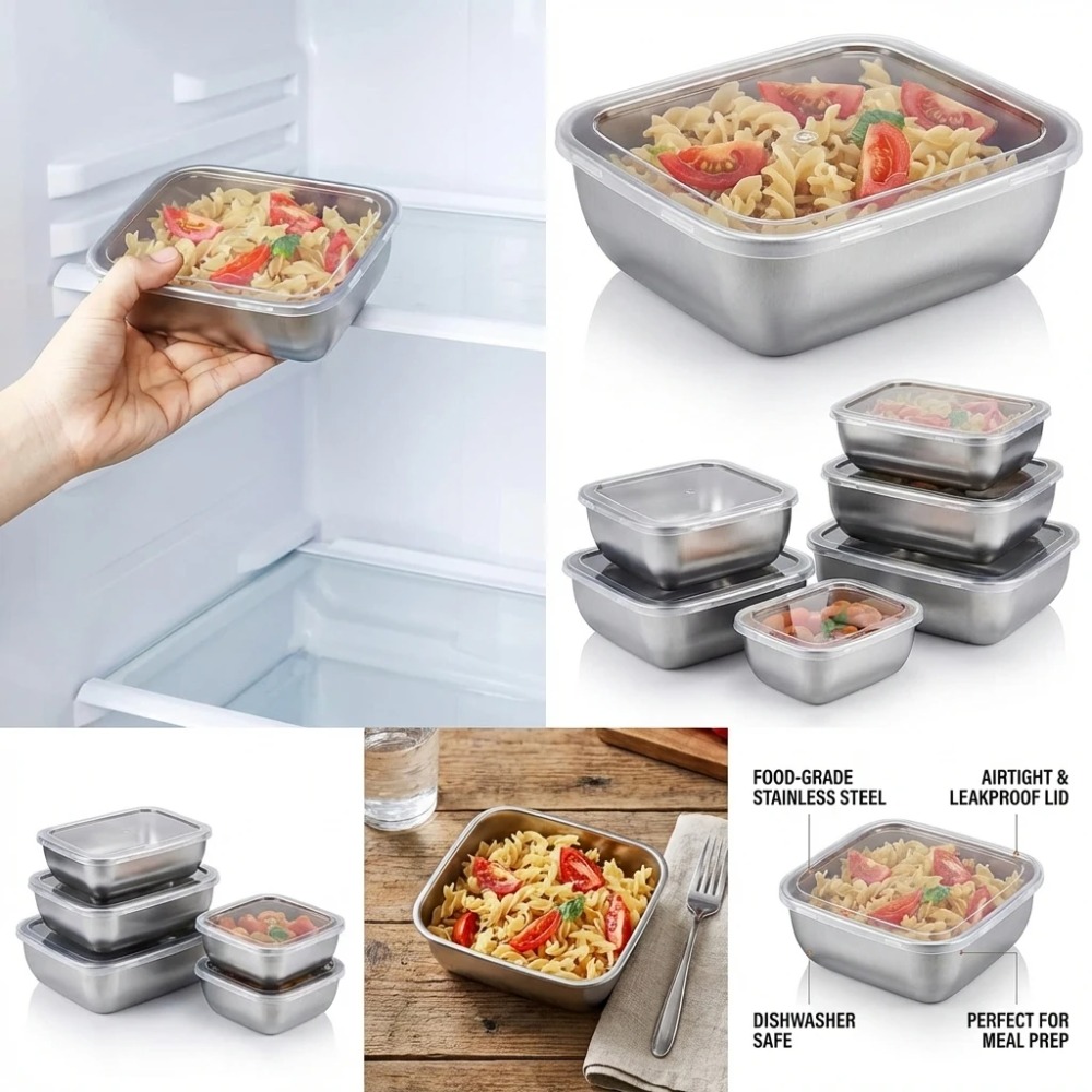 6PCS Stainless Steel Food Stor - огляд і ціна Food Storage System