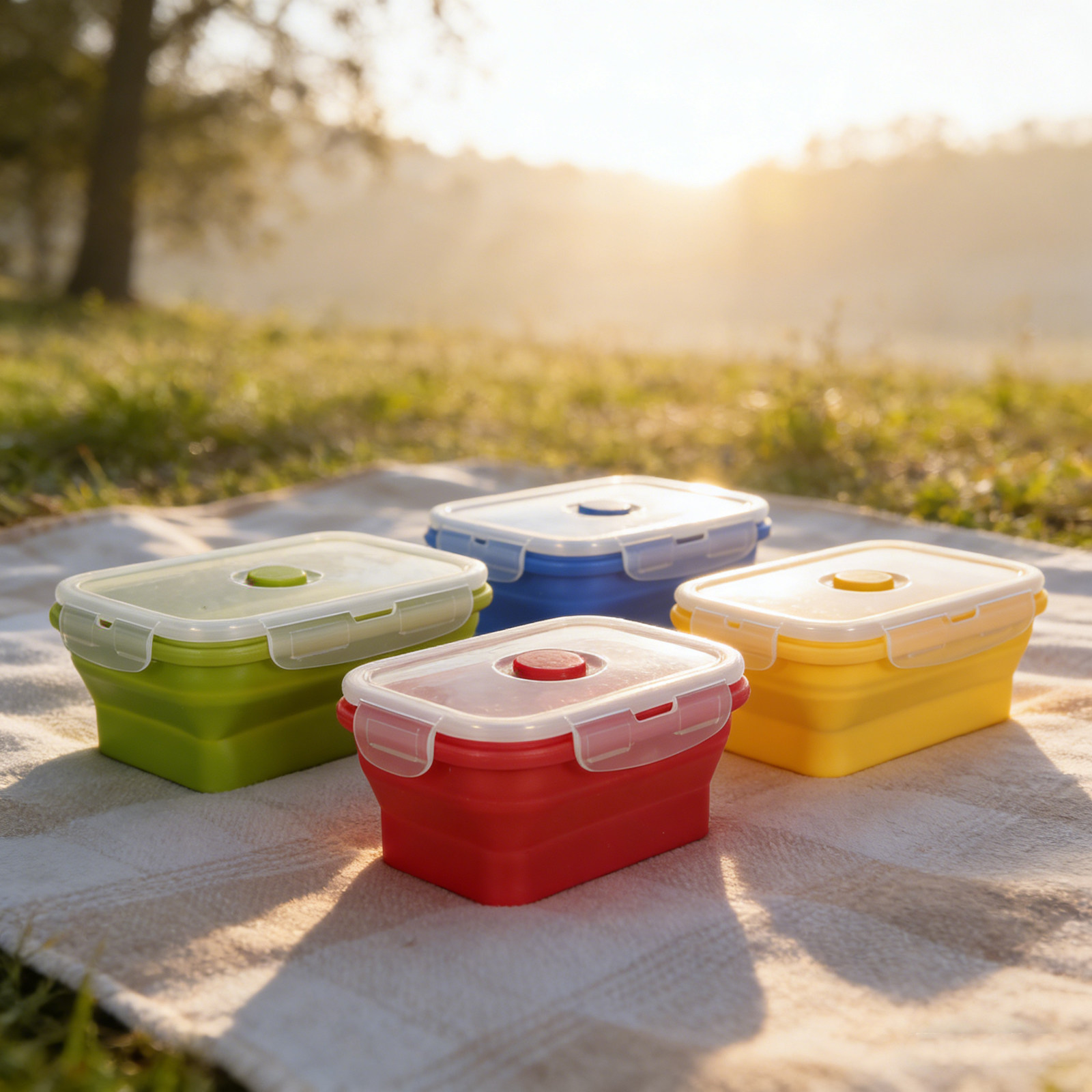 4Pcs Foldable Silicone Lunch B - огляд і ціна Food Storage Lunch Box