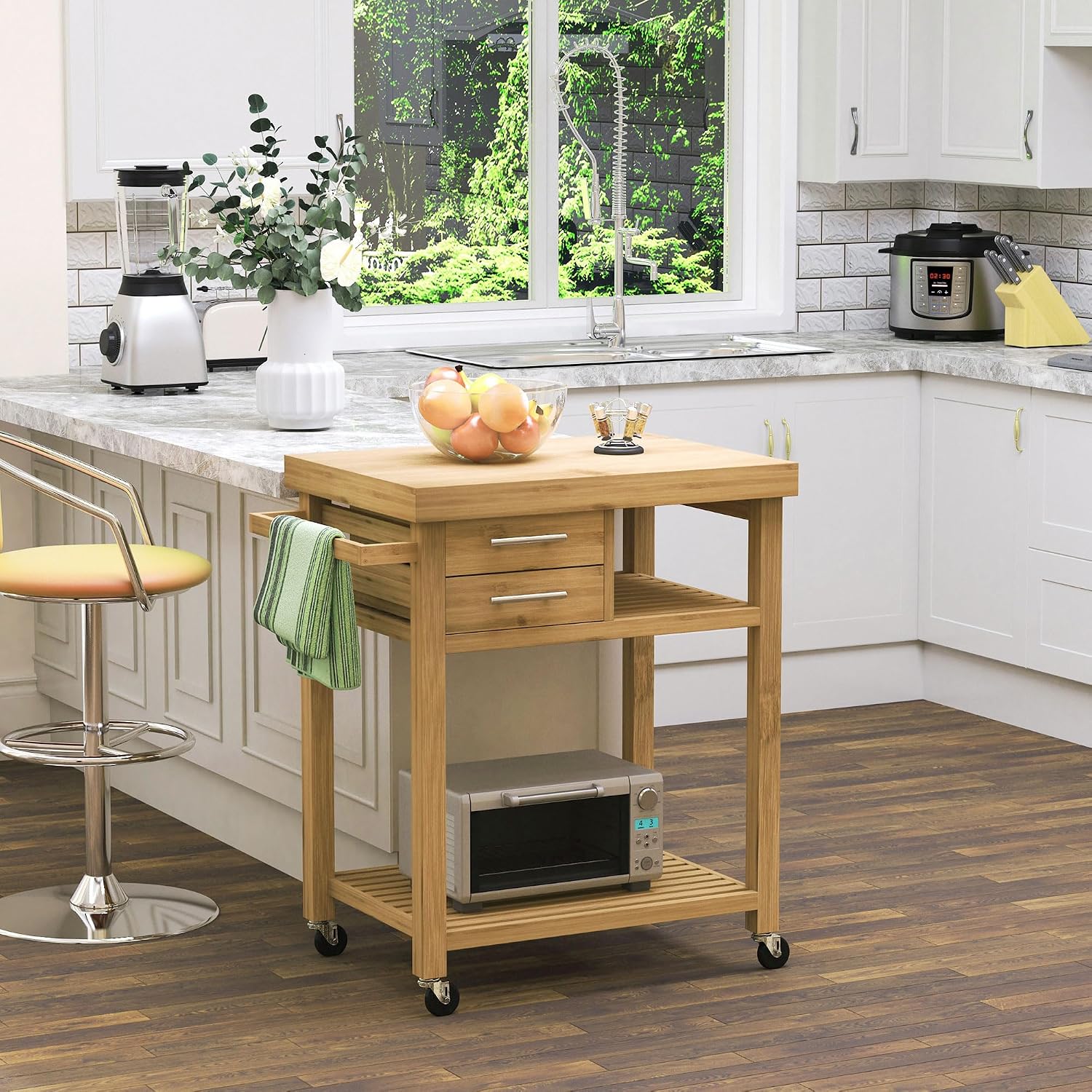 Bamboo Kitchen Island Cart On  - огляд і ціна Food Storage On Wheels