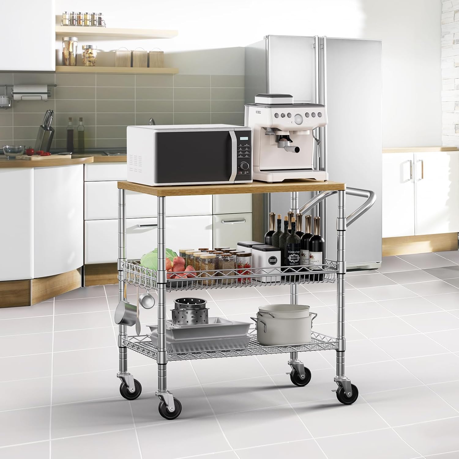 Three Tier Rolling Kitchen Car - огляд і ціна Food Storage On Wheels