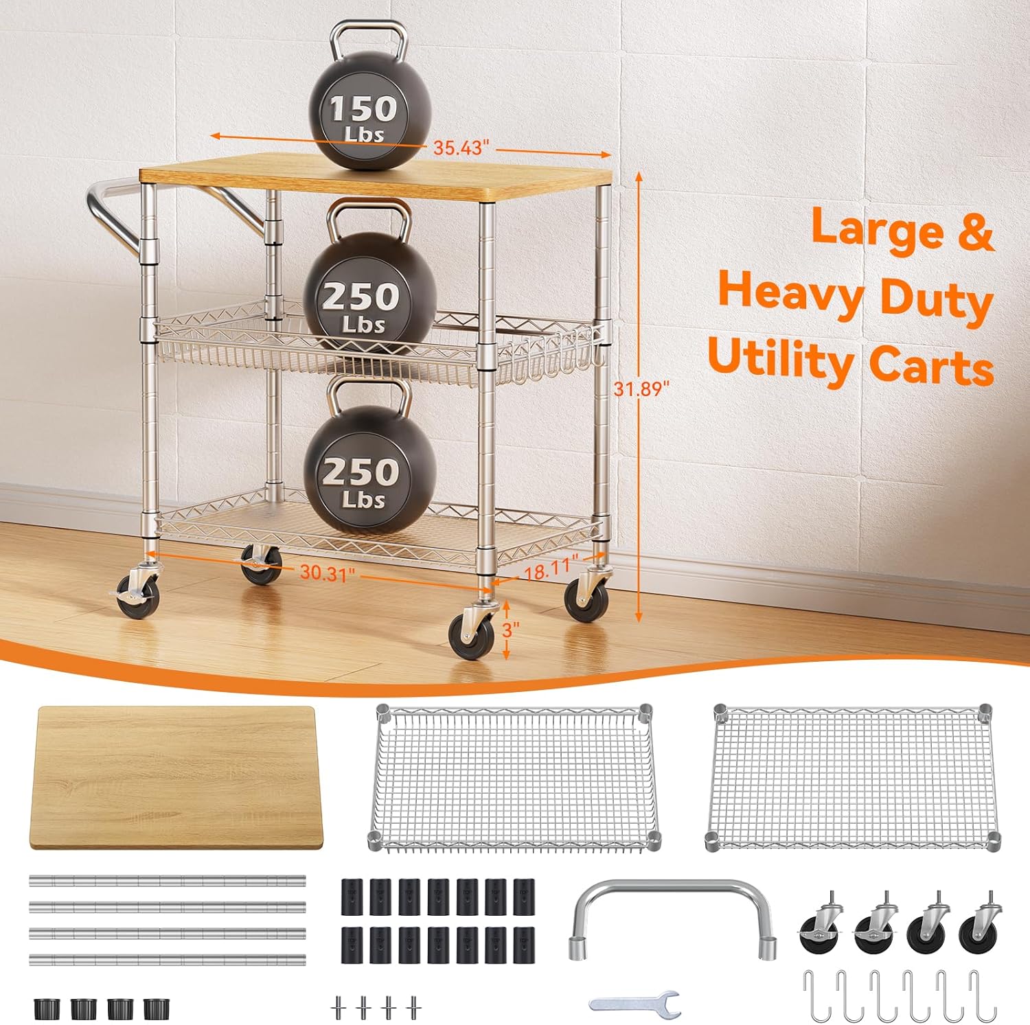 Three Tier Rolling Kitchen Car - огляд і ціна Food Storage On Wheels